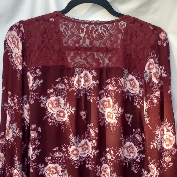 Large ALTARD STATE Flowy Top Blouse Lace Tassels floral Ruffled sleeve flower - Picture 8 of 11